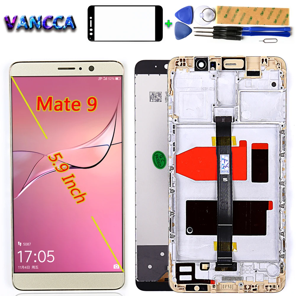 

Vancca 5.9 inch LCD Display For Huawei mate 9 1920*1080 Touch Screen Digitizer Assembly Frame With Free Tempered Glass and Tools