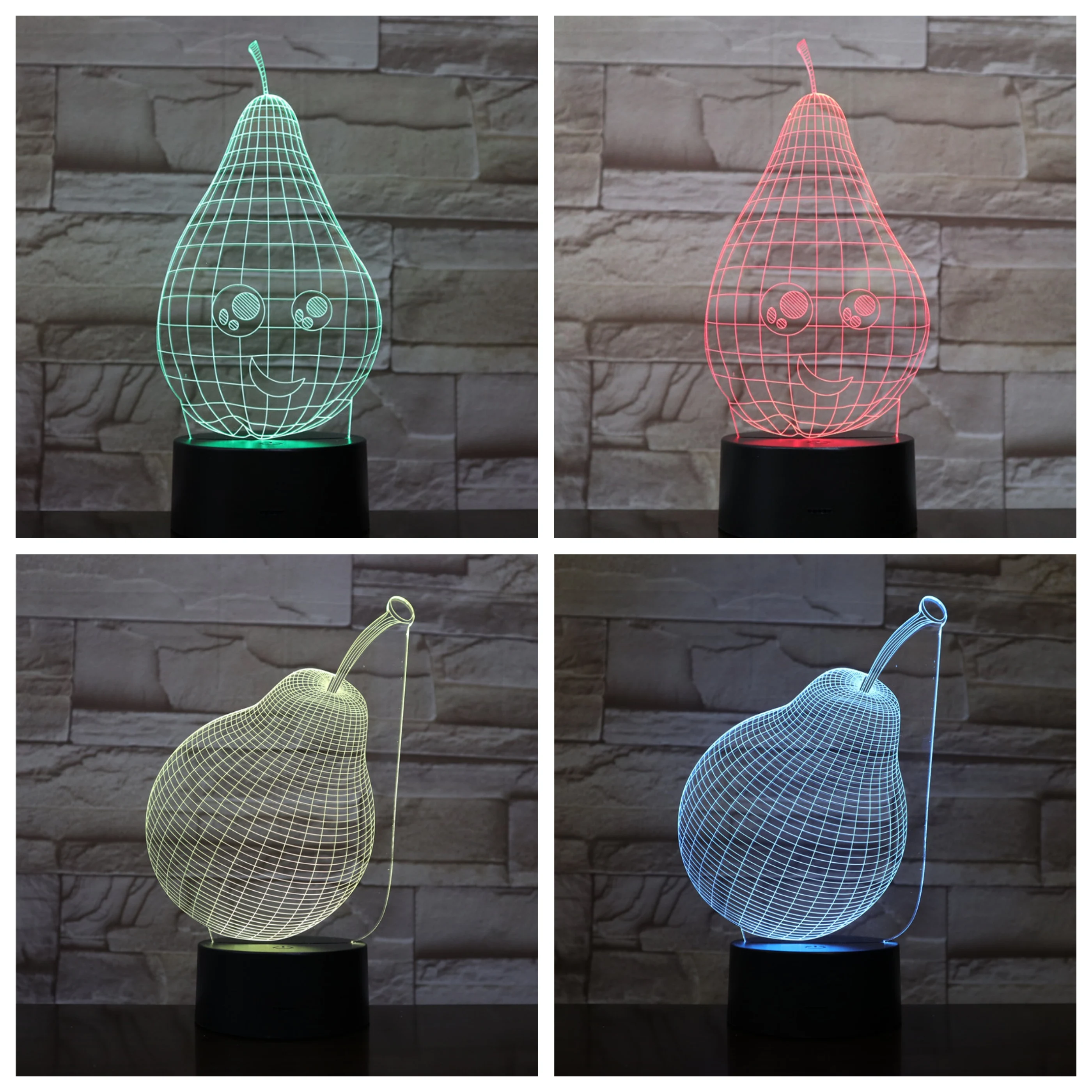 

Pear Led Night Light USB Touch Sensor RBG Novelty Lighting Child Kids Baby Gift Gadget Fruit Table 3D Lamp Decor Dropshipping