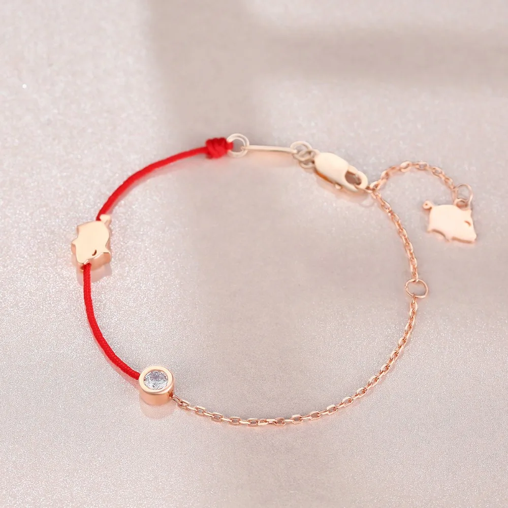 Ромашки 925 пробы Серебряный поросенок браслеты год красная линия Китайский Зодиак перегрузка подарок для женщин Девушка Подвеска Шарм