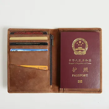 

Travel Passport Holder Passport Bag Leather Card Holder Wallet Men Change Pouch Simple Retro Simple Portable Durable Wholesale