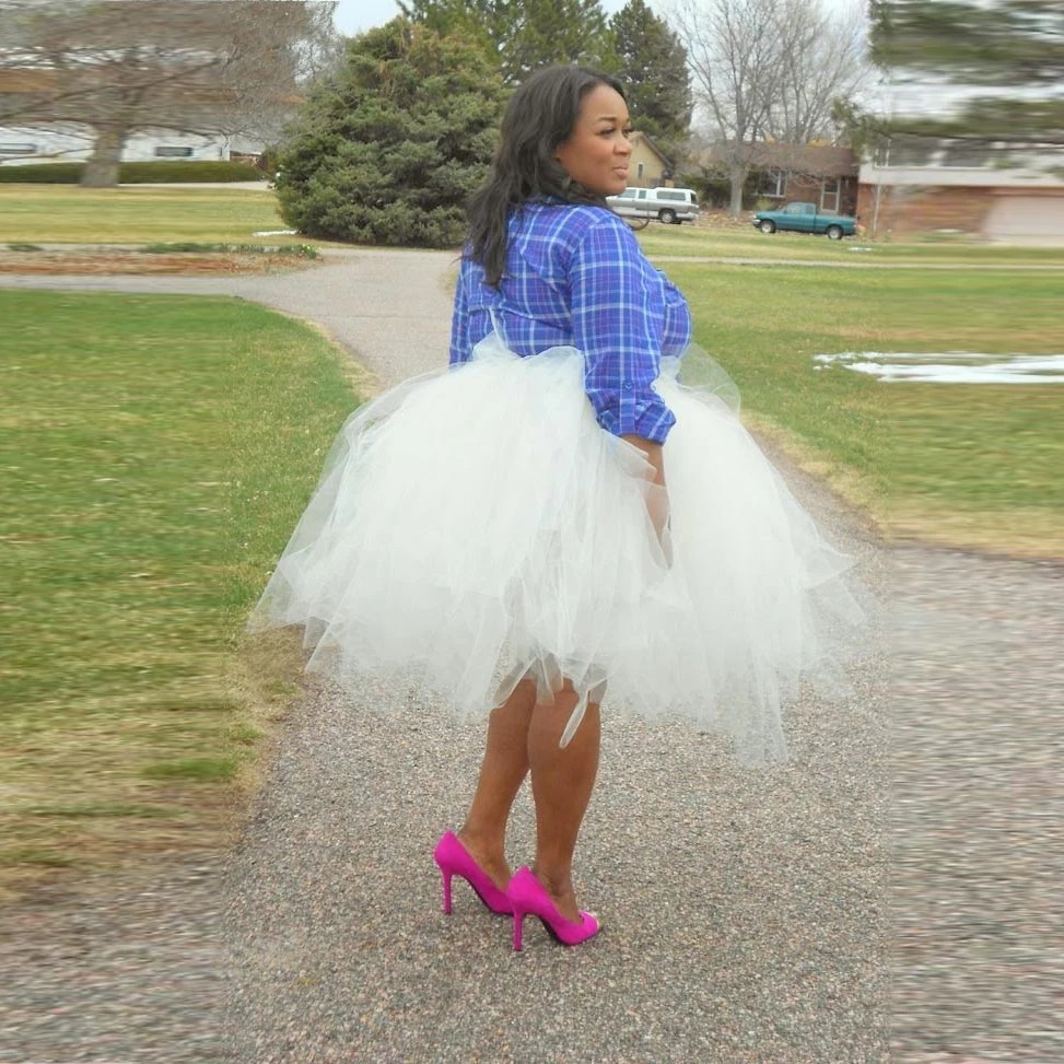 Fashion African Style Super Puffy Skirts Women Elastic Waistline Knee