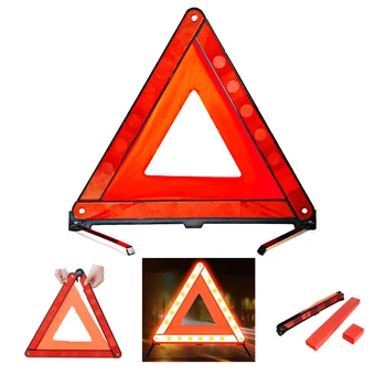 

Tripod Road Flasher Practical Car Stop Sign Triangle Emergency Warning Sign Foldable Reflective Safety Roadside Lighting