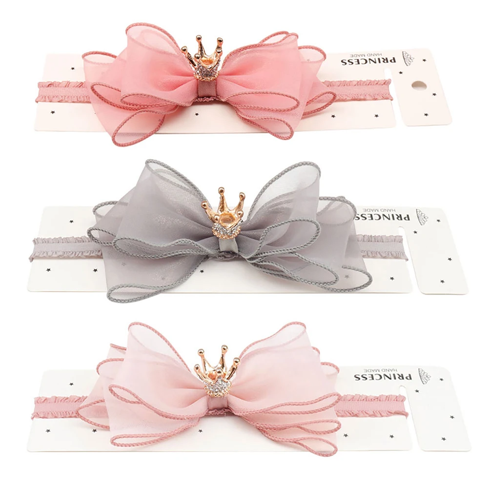 

Hair Accessories Bowknot Crown Headband For Girls Headbands Shiny Elastic Lace Floral Hairbands Princess Children Hair Bands