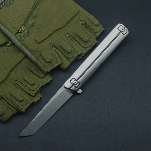 Quartermaster складной нож 9CR18MOV стальное лезвие титановый сплав Ручка Открытый Отдых Охота Карманный Фруктовый Нож EDC инструменты - Цвет: C