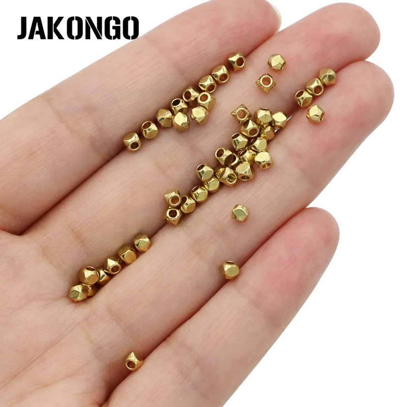 JAKONGO медные бусины золотого цвета круглые свободные для изготовления ювелирных