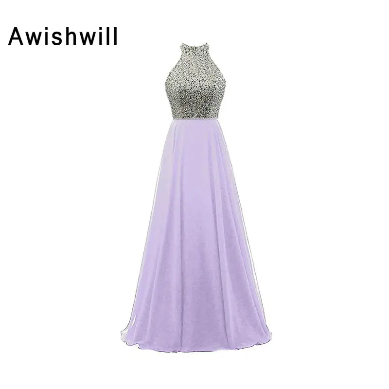 New Robe De Soiree 2020 Real Photo Fashion Open Back Floor Length Beadings Top Chiffon Long Dress Party Prom Evening Gowns | Свадьбы и