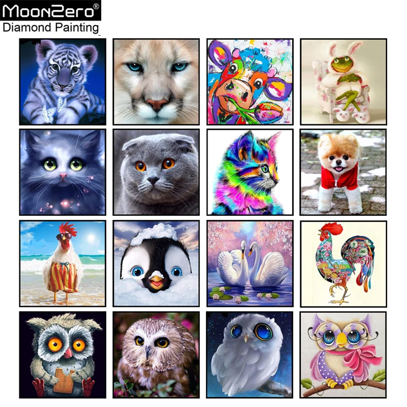 

New 5D Diy Resin Diamond Painting Animal Series Full Square Mosaic Rhinestone Cross Stitch Kits Embroider Crafts Decor Paintings