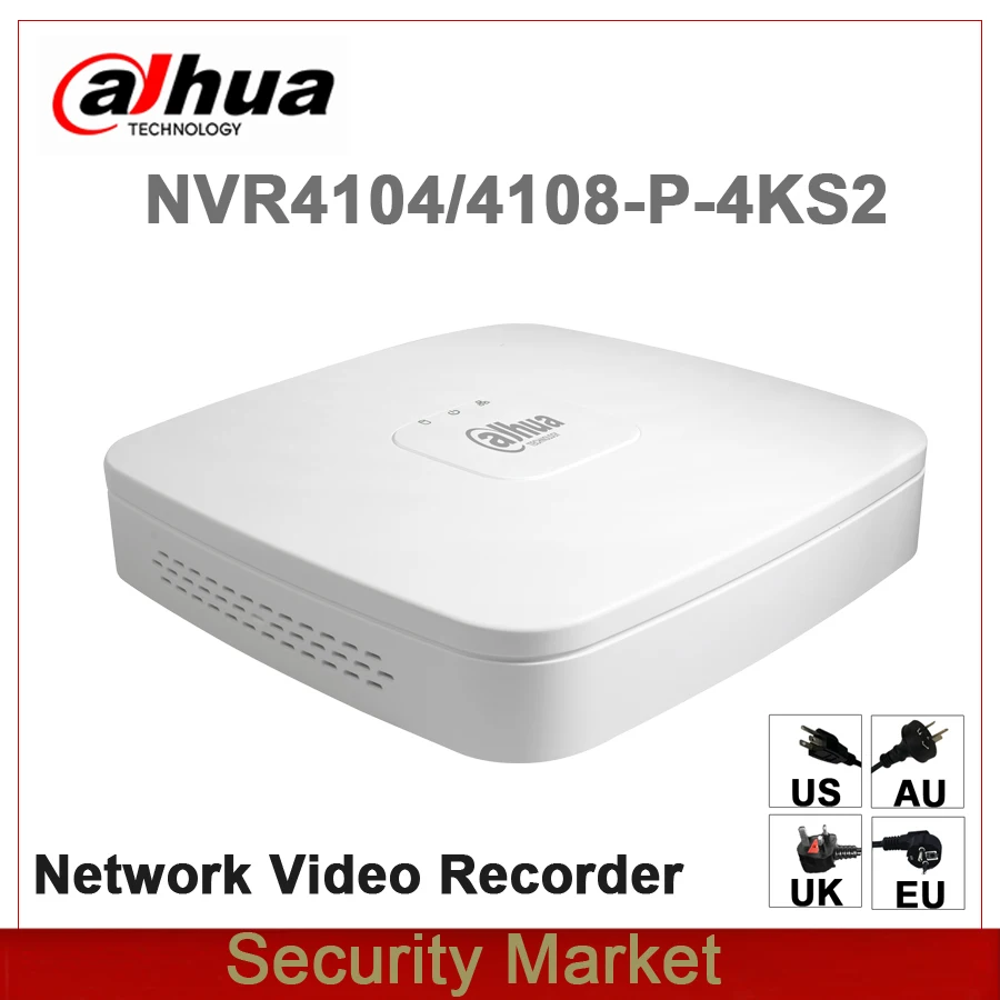 dahua английская NVR4104-P-4KS2 NVR4108-P-4KS2 заменить NVR4104-P NVR4108-P 4/8 Ch 4PoE 4K и H.265 Сетевой Видео Регистраторы