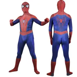 Костюм для косплея «Человек-паук» для мужчин и мальчиков; костюм супергероя «Человек-паук 2»; костюм зентай из спандекса с объемным