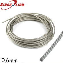 304 Stainless Steel Covered Rubber Wire Rope Clothes Drying Rope Soft Plastic Coated Steel Wire rope 100 Meters Diameter 0.6mm