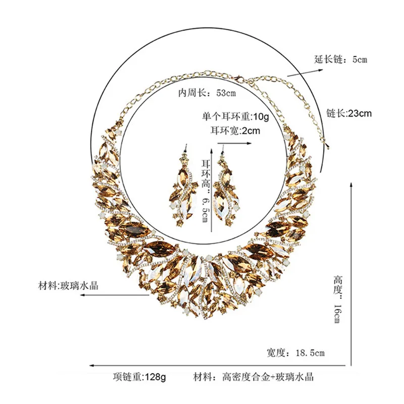 Роскошные Австрийские кристаллы Свадебные Ювелирные наборы зеленое дерево ротанга ожерелье серьги набор