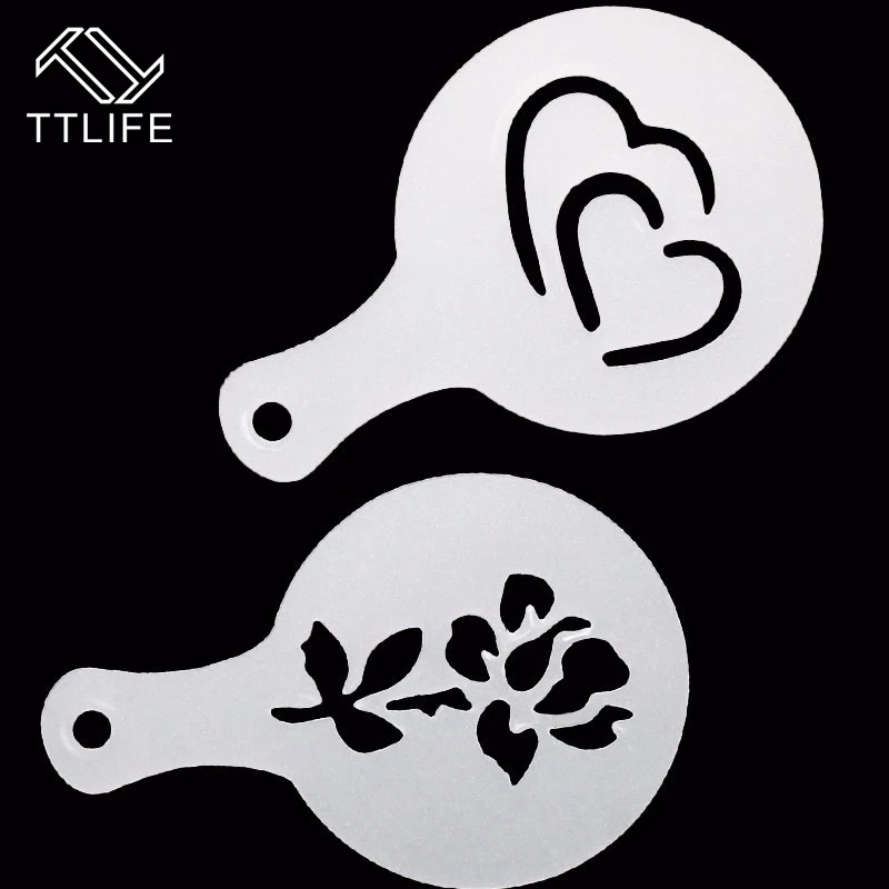 TTLIFE 8 قطعة الحب نمط القهوة الفن الإستنسل مقهى اتيه رغوة رذاذ كابتشينو باريستا نحت أدوات كعكة منفضة قوالب TTLIFE 8 قطعة الحب نمط القهوة الفن الإستنسل مقهى اتيه رغوة رذاذ كابتشينو باريستا نحت أدوات كعكة منفضة قوالب