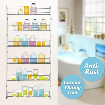 

1 Piece 6 Layers Kitchen Spice Rack Cabinet Organizer Storage Holders Shelf Iron Pantry Wall Hanging Holder Save Space Shelf