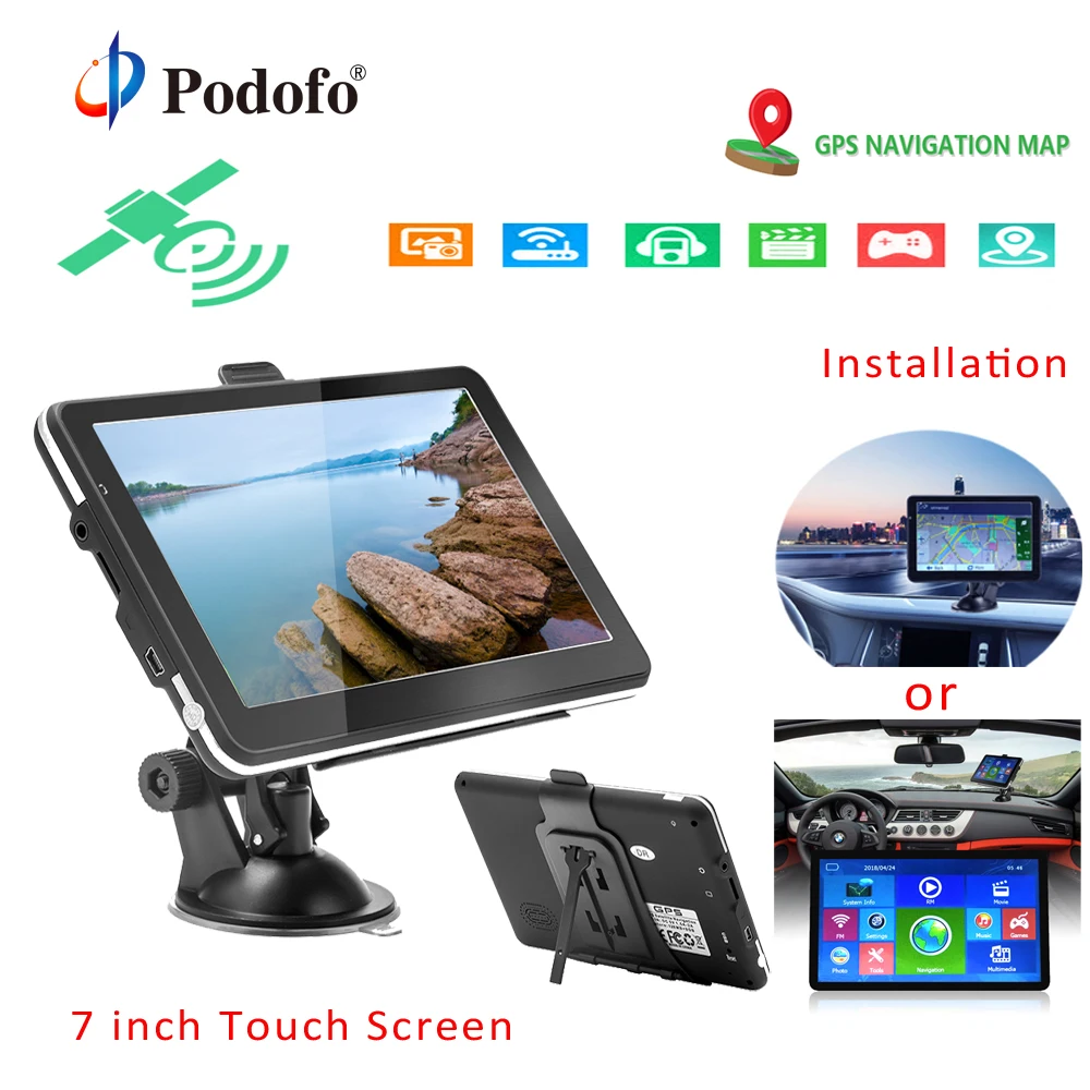 Podofo 7 inch Car GPS Navigation FM Bluetooth 8GB Map navigator with Free Upgrade Europe Sat nav Truck gps navigators automobile Podofo 7 inch Car GPS Navigation FM Bluetooth 8GB Map navigator with Free Upgrade Europe Sat nav Truck gps navigators automobile
