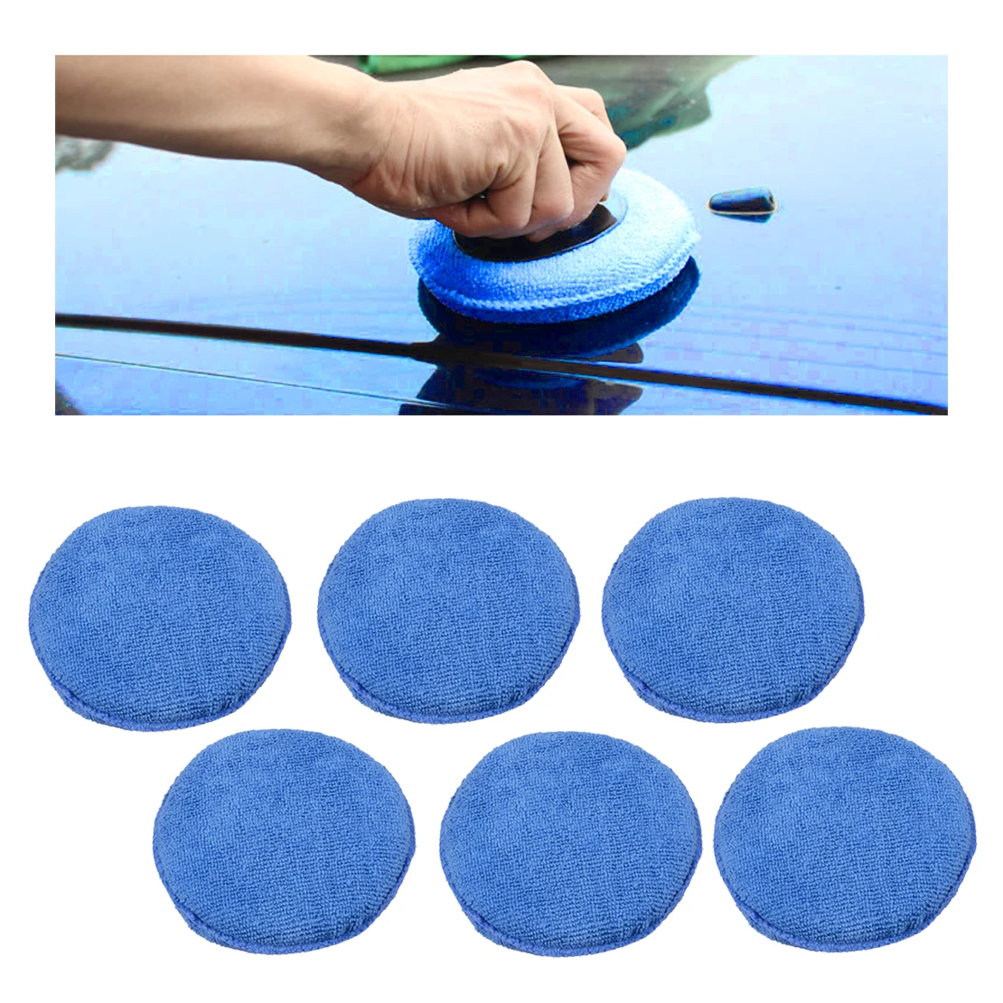 DWCX 6pcs Soft Microfibre Foam Sponge Polishing Wax Pad Car Polish