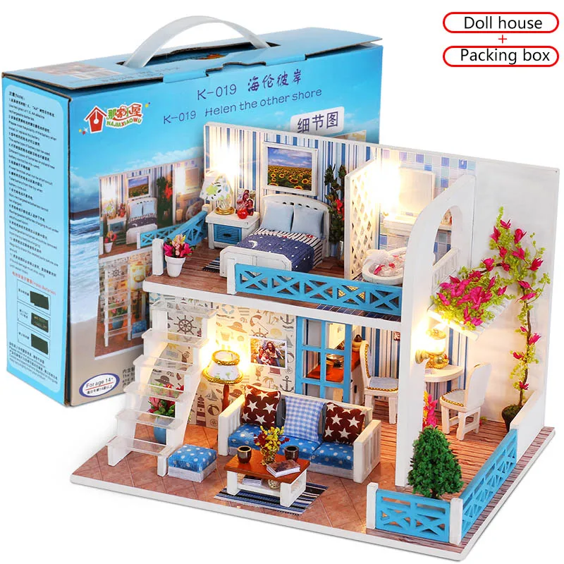 Деревянный Кукольный дом мебель DIY домик миниатюрная шкатулка головоломка собрать 3D миниатюрный кукольный домик наборы игрушки для детей подарок на день рождения - Цвет: (No Dust Cover) Box