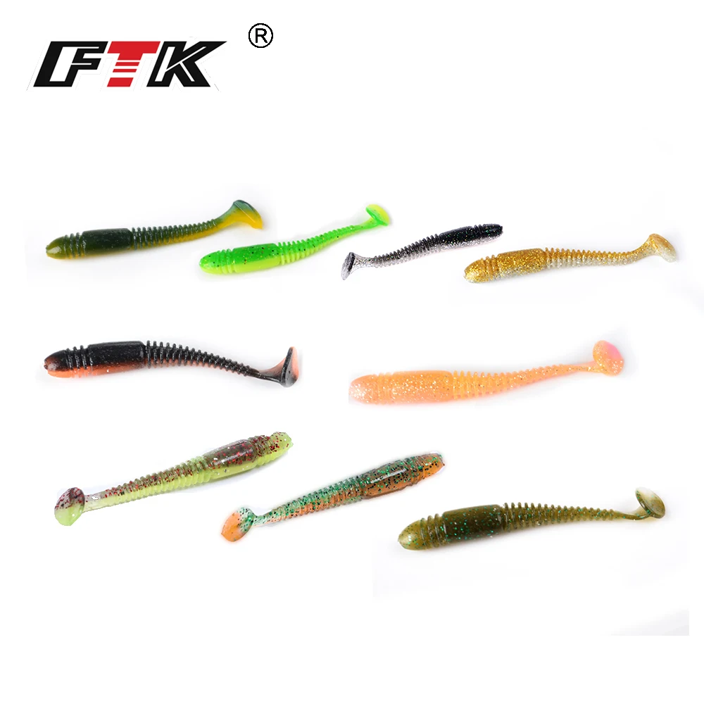 

FTK Fishing Lure 5 pcs Wobbler Soft Minnow Wobbling Fishing Tackle Fake Fish T-tail Design Swimbait Bass Silicone Saltwater GBB