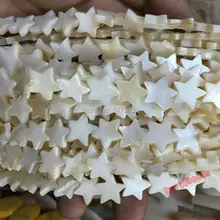 Frete grátis branco mãe de pérola concha cinco pontas estrela pentillas contas aprovação 39cm por fio