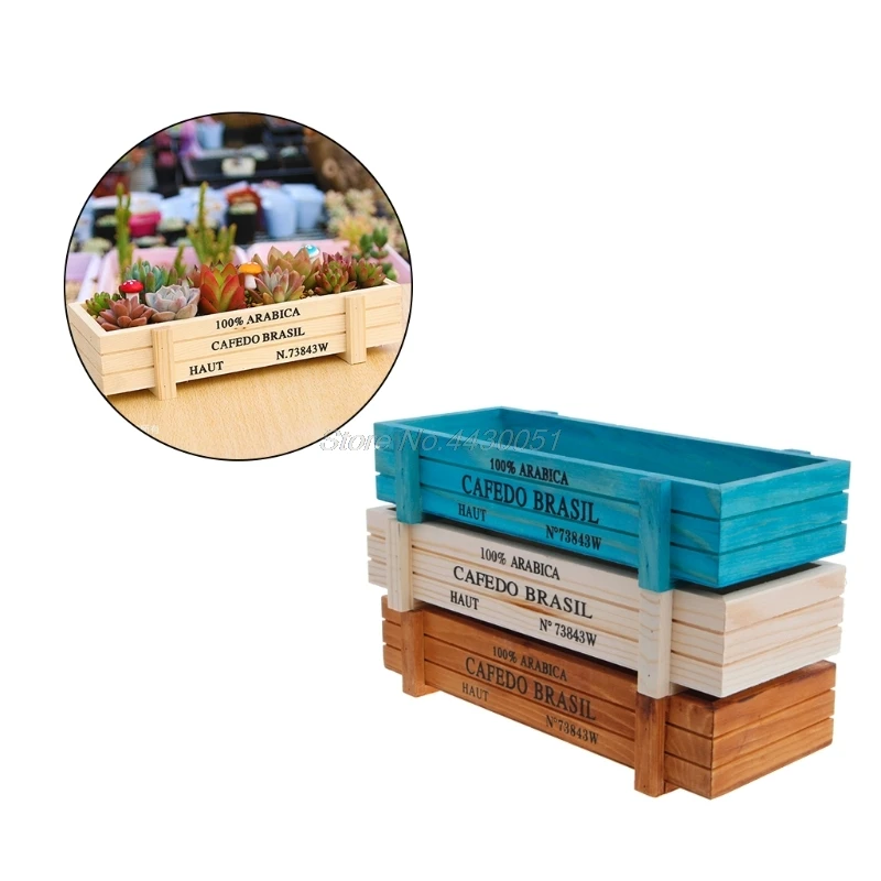 

Vintage Wooden Boxes Crates Flower Pot Kitchen Trinket Desktop Storage Case Planter Garden Flower Planter Succulent Pot
