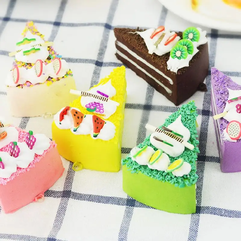 

1Pc Realistic Artificial Triangular Cake Model Fake Fruit Simulation food Display Photography Props Crafts Home Decoration