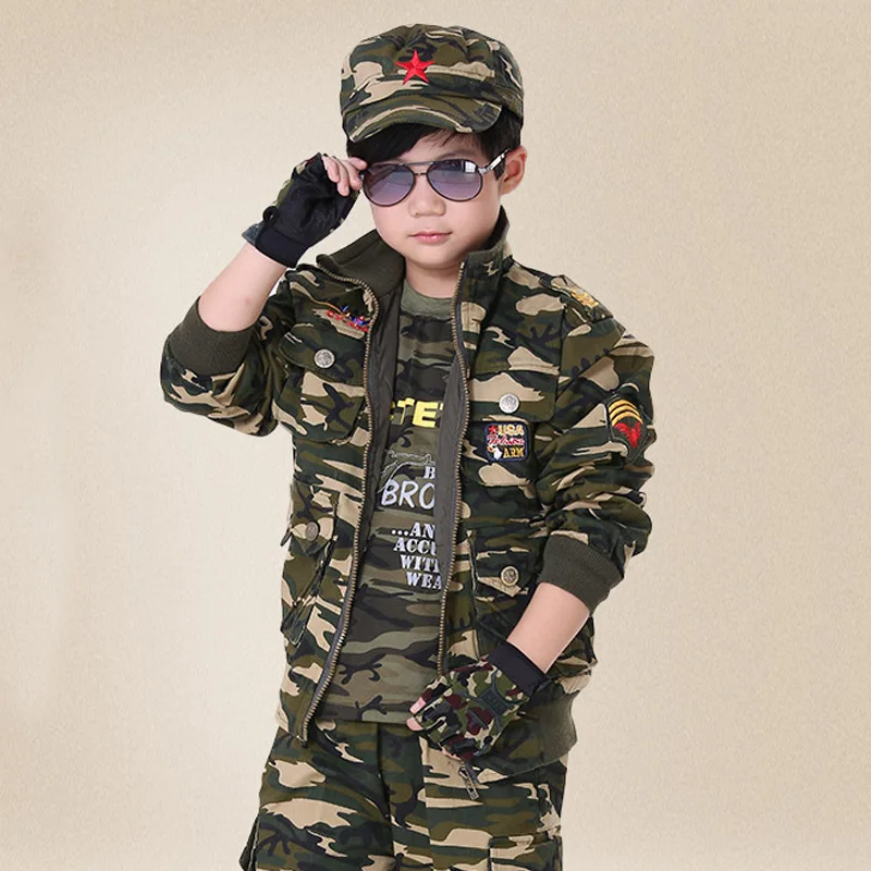 S~ 3XL камуфляжная Униформа скаутов для мальчиков, весенний военный костюм, детская наружная тренировочная форма, тренировочная одежда для безопасности - Цвет: Desert