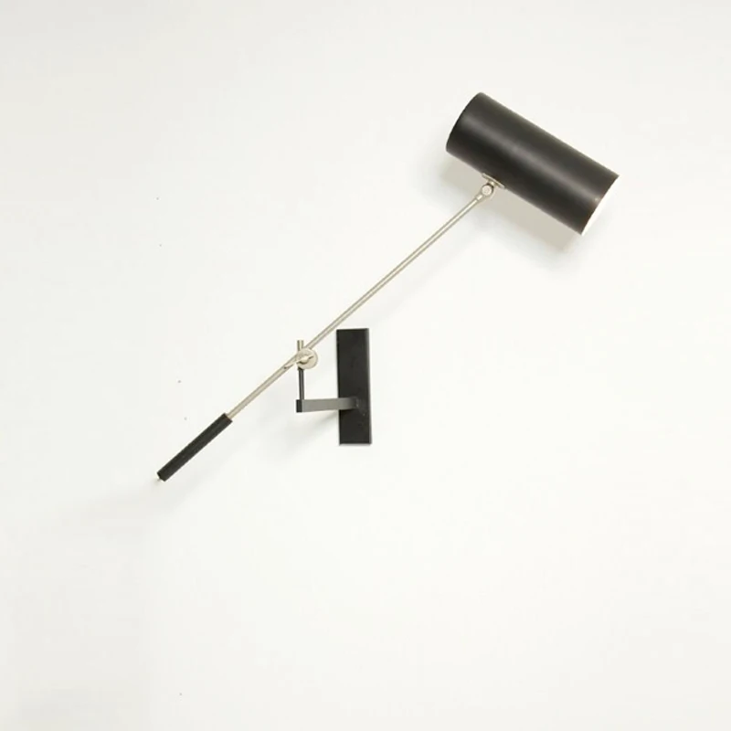 

Postmodern Japanese Wall Sconce Light Iron Black Lampshade Bedside Wall Reading Lamp Wall Night Light for Bedroom Living Room