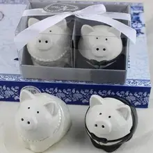 Свадебный подарок 100 наборов = 200 шт двойной черный и белый свинья животное керамическая соль и перец шейкер
