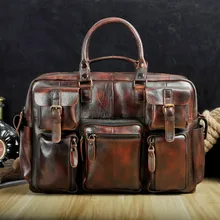 Кожаный антикварный большой вместительный мужской портфель бизнес 15," чехол для ноутбука Attache сумка портфель 3061bu