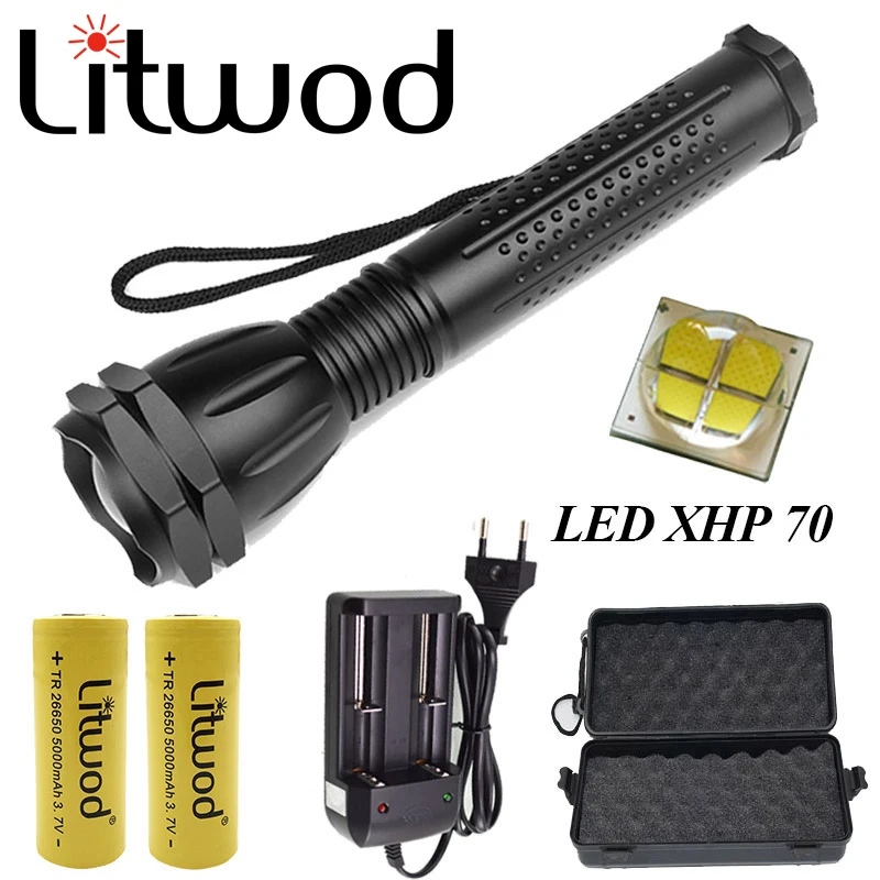 

Litwod Z401293LED Flashlight CREE XLamp XHP70 & xhp50 30000LM Lantern Zoom Powerful light Tactical LED power flashlight torch