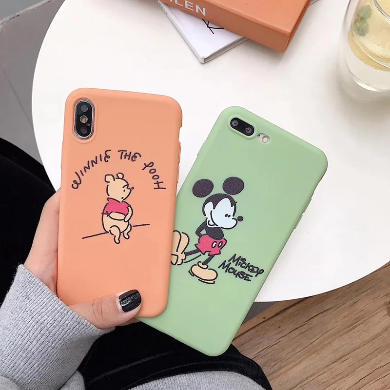 

Phone Cases for iphone X 6 6s 7 8 Plus Cute cartoon mickey bear silicon soft cover Case for iphone XR XS Max back conque Capa