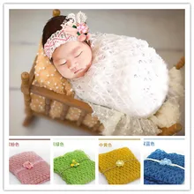 Лидер продаж! наряд для фото новорожденных эластичный трикотаж мохер Обёрточная бумага s стрейч кокон фотографии аксессуары Обёрточная бумага+ повязка на голову Фото Опора
