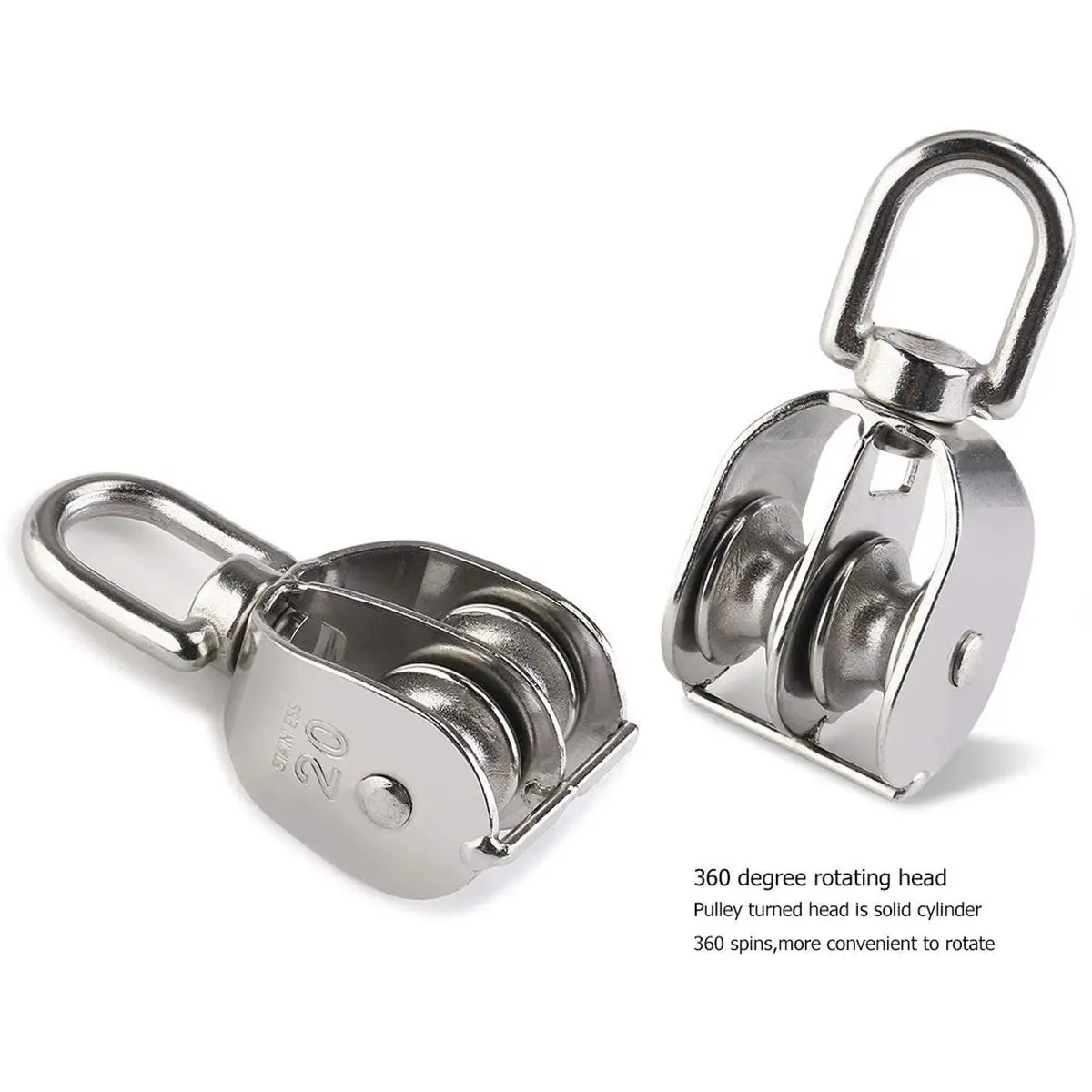 Double Pulley Block 2pcs Stainless Steel 304 Double Swivel Pulley Block