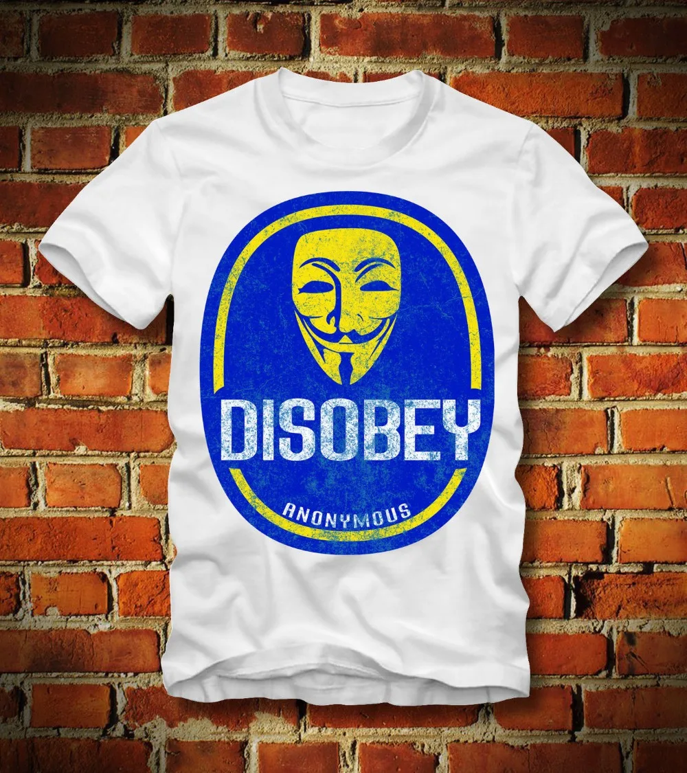 Мужская футболка с надписью Anonymous Disobey Guy Fawkes Guerilla Rebel Freedom Nsa Spyblank Лидер продаж 2019 |