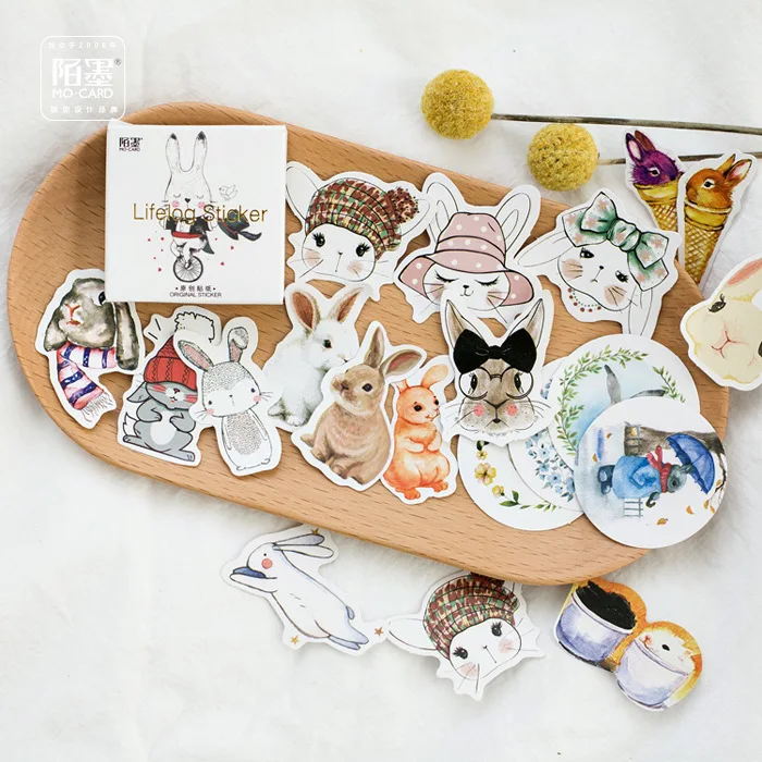 

45 Pcs/Pack Kawaii Rabbit Paper Sticker Cute Bunny Decoration DIY Handbook Sticker Diary Album Stick Label