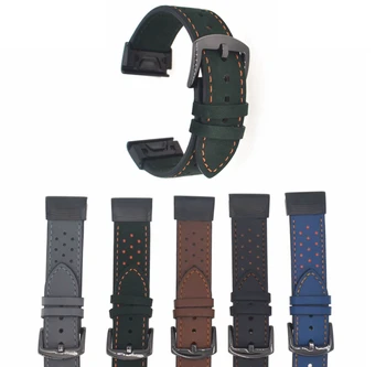 

26MM Genuine Leather Watch Band for Garmin Fenix 3 HR Quick Release Replacement Wristband Strap for D2 charlie/Desent MK1