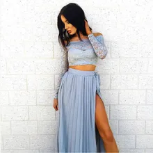 Новая юбка для вечеринок женские кружевные летние топы с длинными рукавами+ шифоновая формальная Коктейльная длинная юбка Прямая поставка# BY30