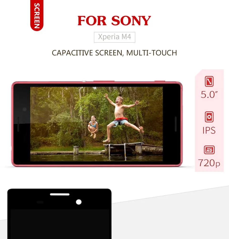 Сенсорный экран для Sony Xperia M4 Aqua E2303 E2306 E2353 E2333 E2363 ЖК-дисплей Дисплей планшета Сенсор Стекло Панель в сборе с рамкой