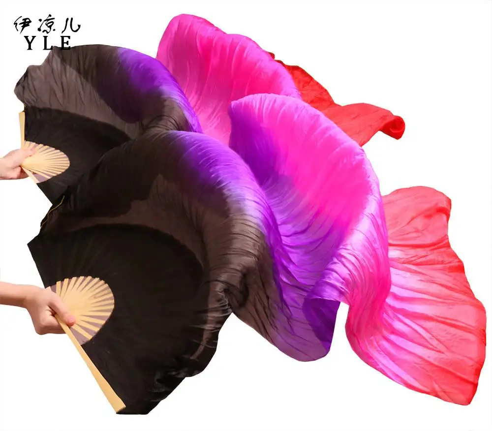 2018 Новые поступления женские шелковые танец живота веер вуали танец живота поклонников распродажа черный + фиолетовый + розовый красный
