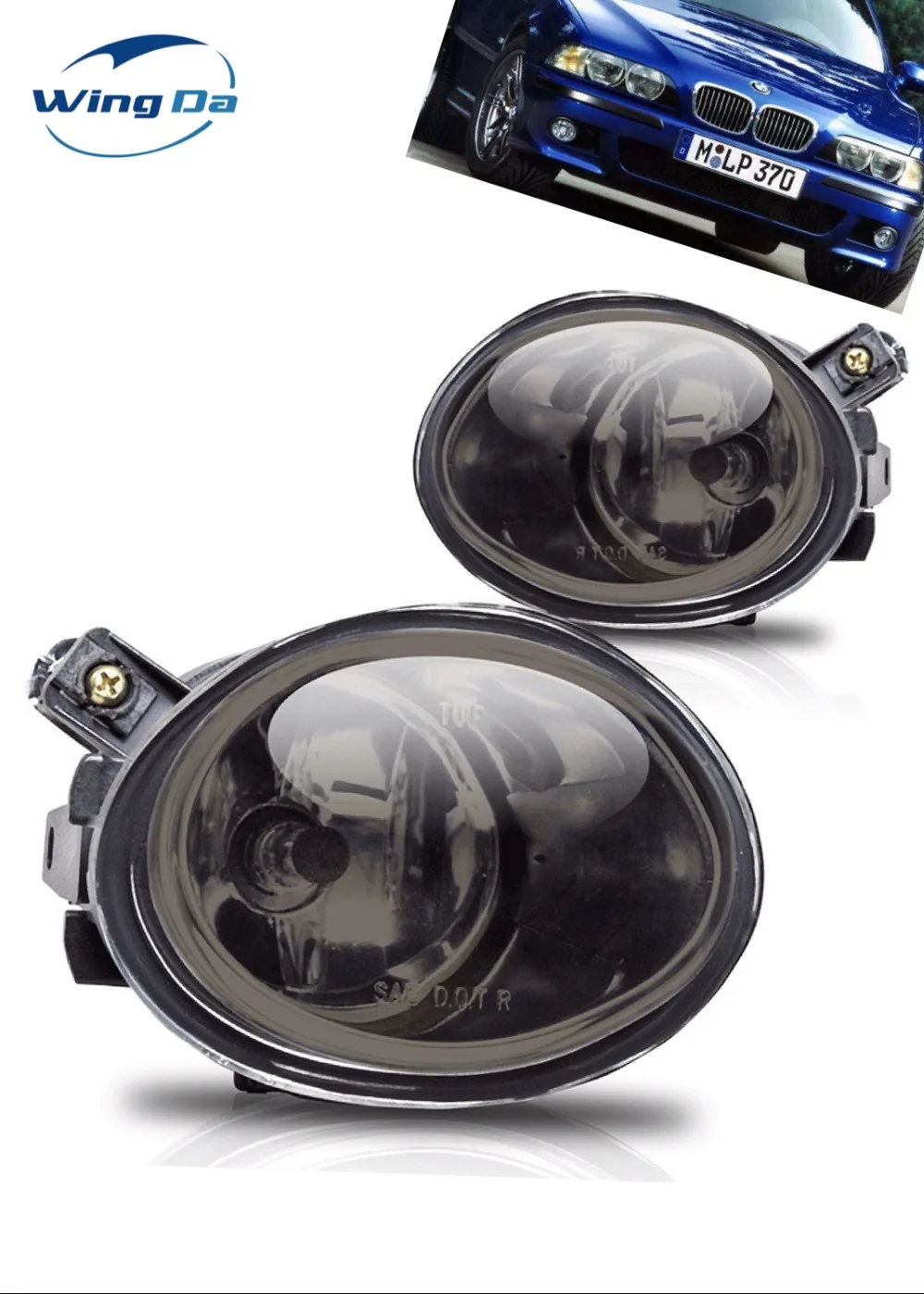 

Case for BMW E39 5 SERIES Fog light with bulbs 1995-2004 HB4 Bulb 12V 51W Halogen clear smoke yellow lens shipping free 2 pair
