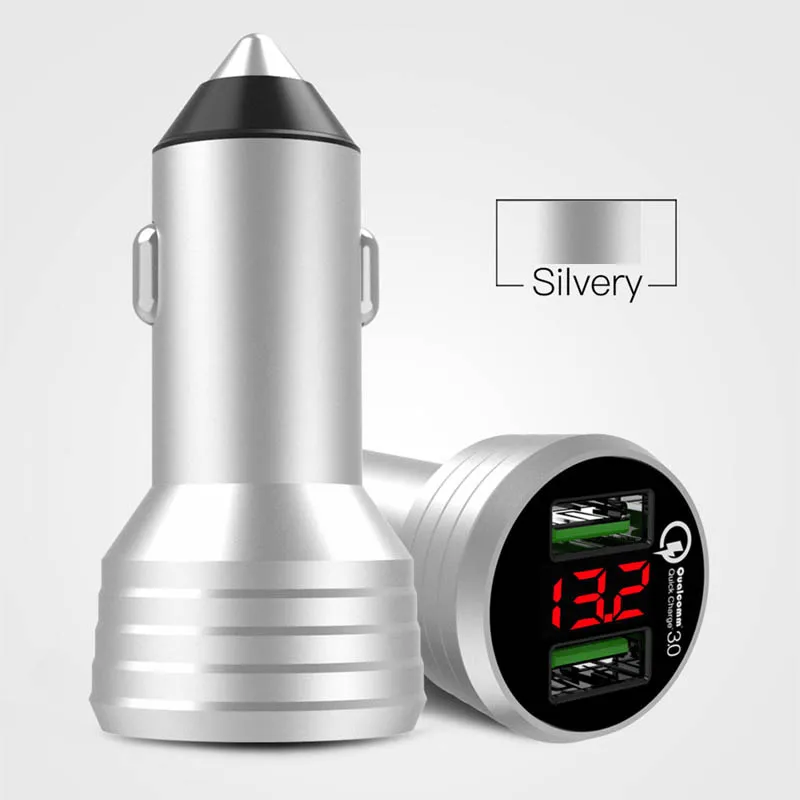 36 W QC3.0 سريعة تهمة شاحن سيارة المزدوج 2 USB ميناء سريع شحن LED الفولتميتر DXY88