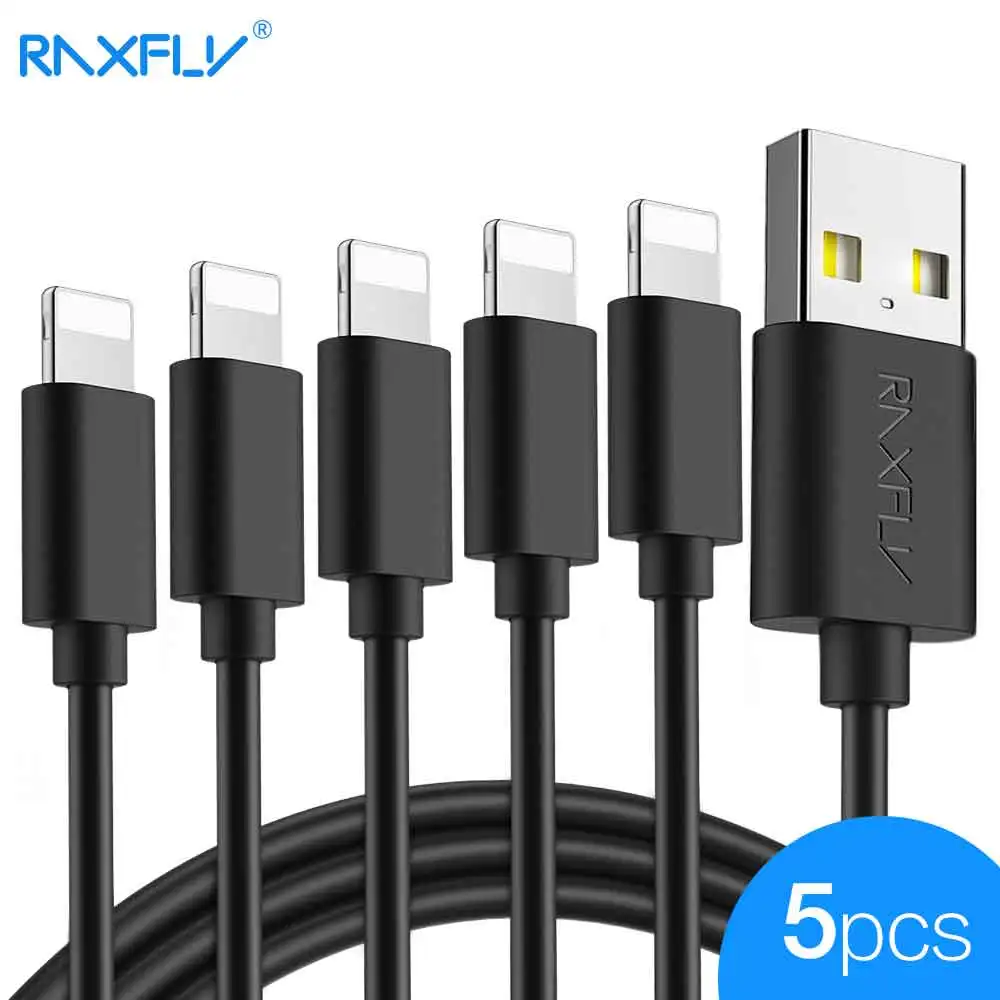 RAXFLY 5 шт./лот USB кабель для iPhone 7 6 6S 5S XS Max XR зарядный синхронизации данных и