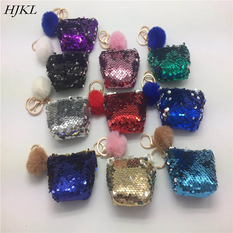 

HJKL 2019new plush sequin zero wallet earphone mini bag porte monnaie zero wallet data line receiving bag manufacturers direct