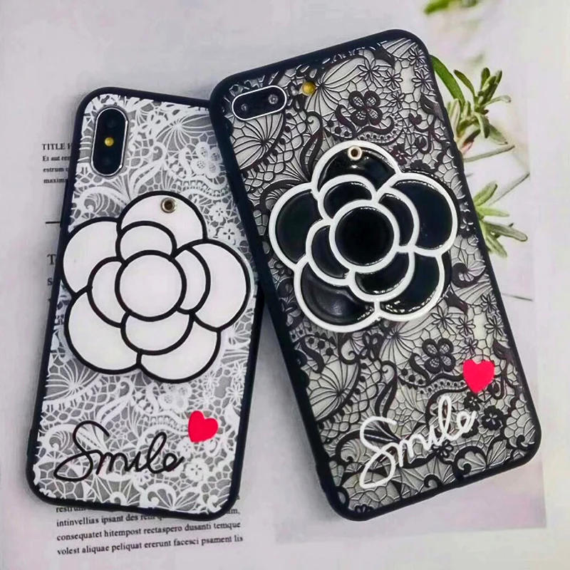 3D Luxury Flower Patterned Mirror Case For iPhone 8 7 7Plus 6 6s Case Lace Silicone Soft Case For iPhone 6 S 6s 7 8 Plus X Cover (2)
