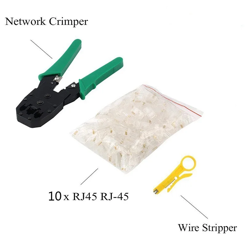 Cat6 Cat5 RJ45 Crimper Set Network Cable Crimping Pliers Tool Kit With 10 PCS RJ45 8P8C Network Cable Connector