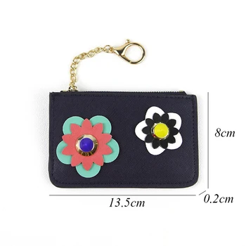 

New 2019 design cute mini monster women PU leather key wallet lady trendy flower stud coin purses card wallets for female qn033