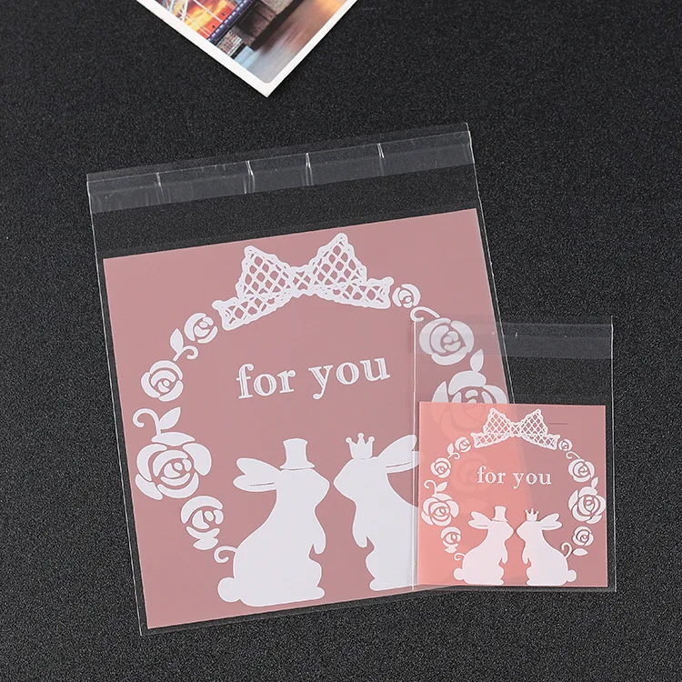 

500PCS For you Cellophane Cookies Bags Christmas Gift Biscuit Plastic Bags Wedding Candy Packing OPP Bags with Self Adhesive