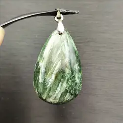 Натуральный зеленый Серафинит цепочки и ожерелья камень 33x20x7 мм для женщин мужчин каплевидный кристалл Lucky юбилей любовь подарок кулон