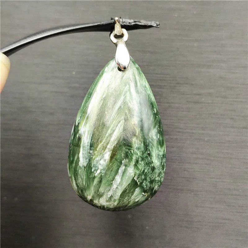 

Natural Green Seraphinite Necklace Pendant Stone 33x20x7mm Women Men Water Drop Crystal Lucky Anniversary Love Gift Pendant