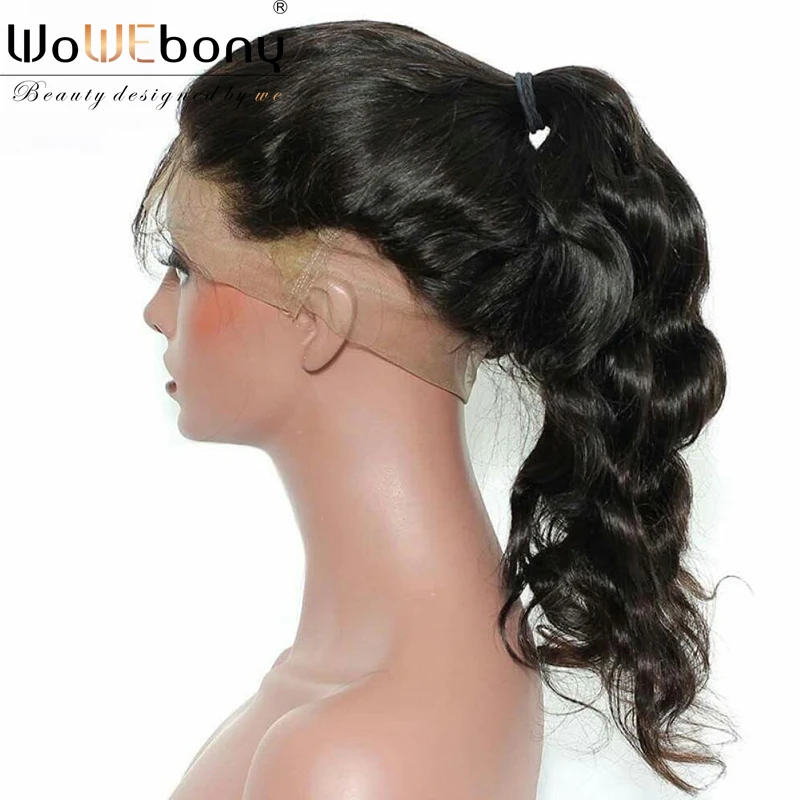

Full Lace Human Hair Wigs Pre Plucked 130% 150% 180% Density Brazilian Body Wave Wigs For Women Remy WoWEbony Hair