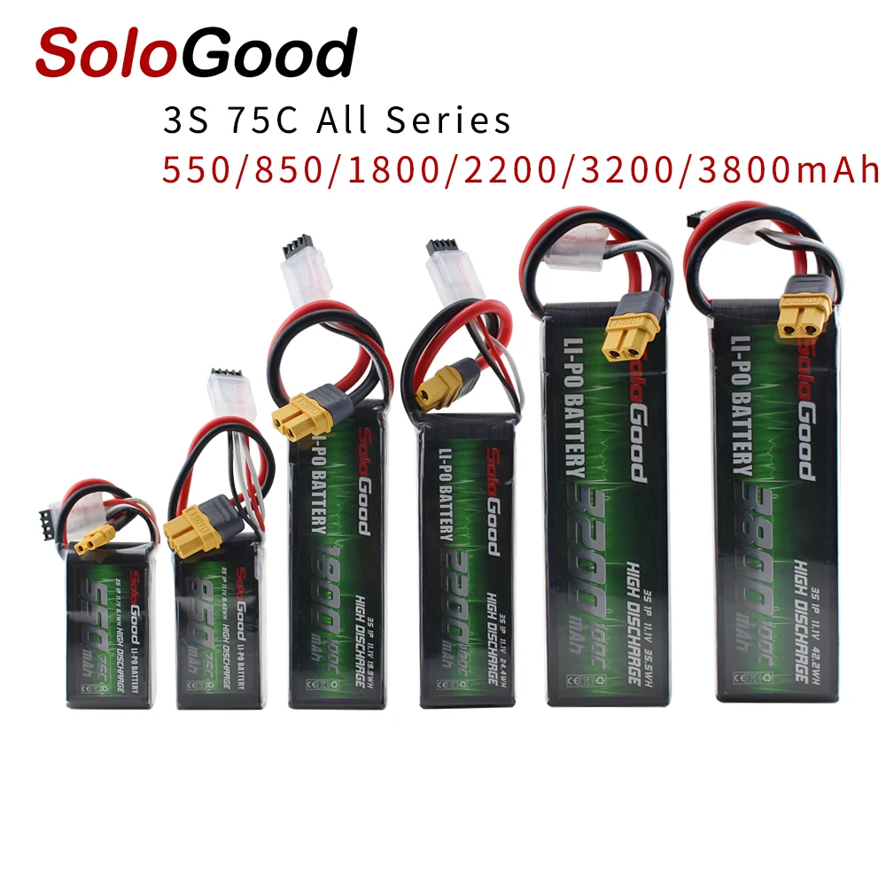 Литий полимерный аккумулятор SoloGood серии 3S 550 мАч 850 1800 2200 3200 3800 для